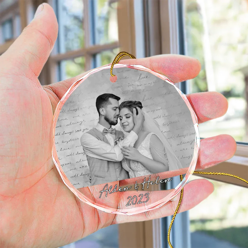 Photo personnalisée pour couple - Ornement en verre rond personnalisé 