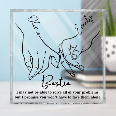 Besties Sister Solve All Of Your Problem - Personalized Square Shaped Acrylic Plaque