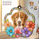 Custom Photo Dog Cat Floral Stained Glass - Personalized Window Hanging Suncatcher Ornament