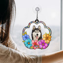 Custom Photo Dog Cat Floral Stained Glass - Personalized Window Hanging Suncatcher Ornament