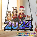 Attrape-soleil personnalisé à suspendre à la fenêtre - Famille assise 2024 