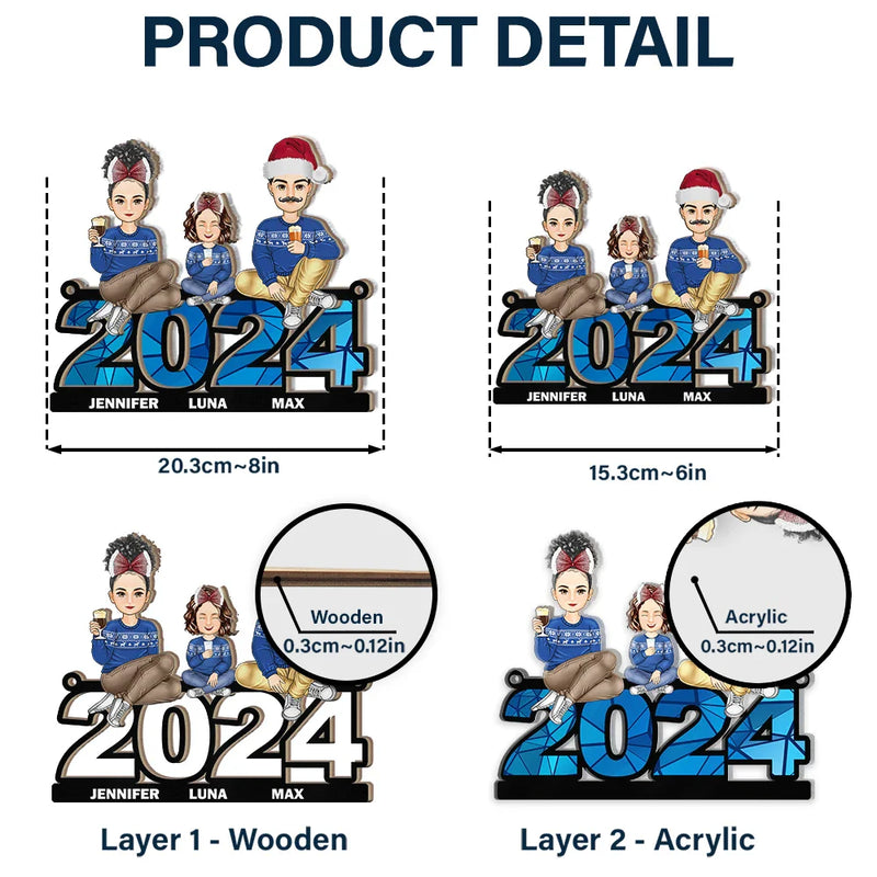 Attrape-soleil personnalisé à suspendre à la fenêtre - Famille assise 2024 