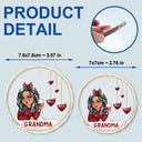 Snowman Grandma Mom - Personalized Circle Glass Ornament