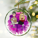 Friends For Life - Personalized Circle Glass Ornament