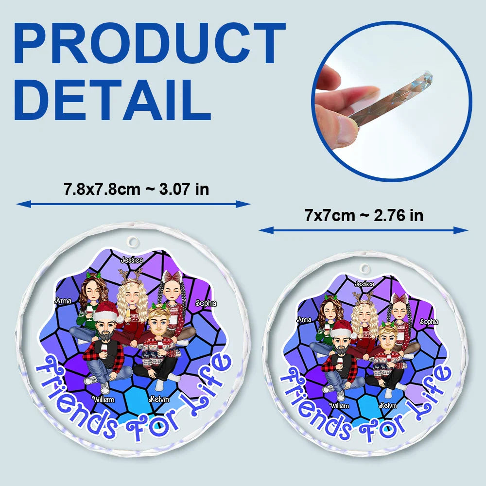 Friends For Life - Personalized Circle Glass Ornament
