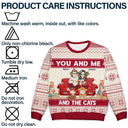 You And Me And The Cat - Personalized Unisex Ugly Sweater