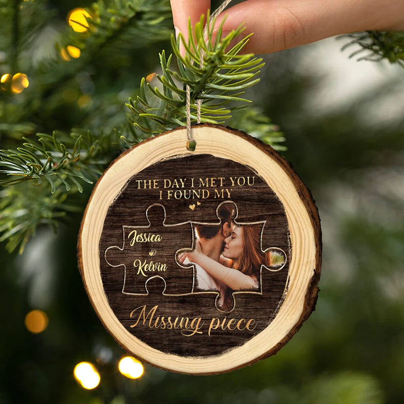 Custom Photo I Found My Missing Piece Couples - Personalized Wood Slice Ornament