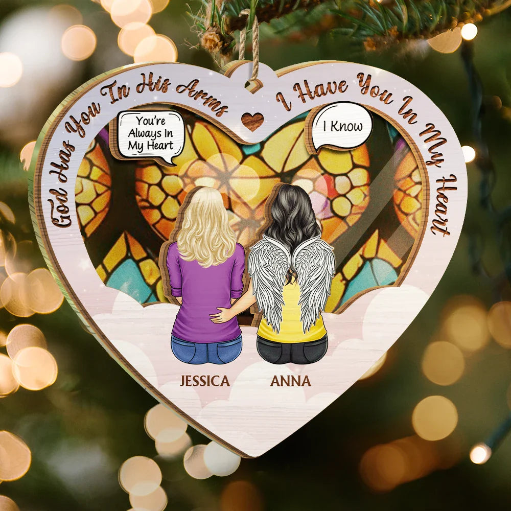 God Has You In His Arms Memorial Christmas - Personalized Suncatcher Ornament