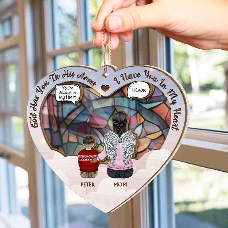 God Has You In His Arms Memorial Christmas - Personalized Suncatcher Ornament