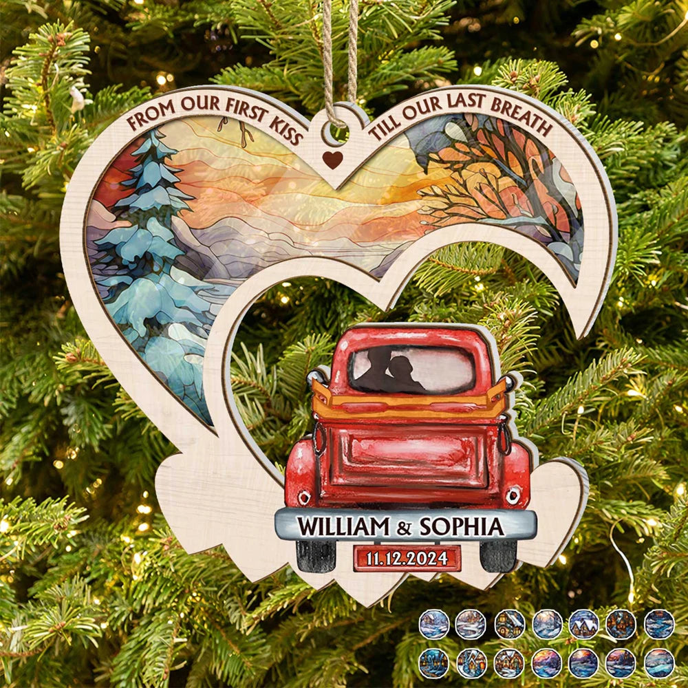 From Our First Kiss Couples - Personalized Suncatcher Ornament