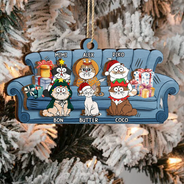 Chat de Noël amusant - Décoration en bois personnalisée à 2 couches 