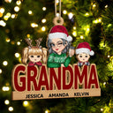 Décoration de Noël personnalisée en bois découpé pour grand-mère et petits-enfants 