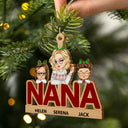 Décoration de Noël personnalisée en bois découpé pour grand-mère et petits-enfants 