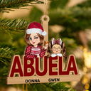 Décoration de Noël personnalisée en bois découpé pour grand-mère et petits-enfants 