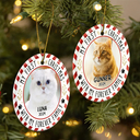 Custom Photo Red Light First Christmas - Personalized Circle Ceramic Ornament