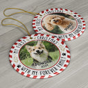 Custom Photo Red Light First Christmas - Personalized Circle Ceramic Ornament