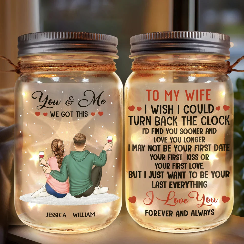 You And Me We Got This I Wish I Could Christmas Couples - Personalized Mason Jar Light