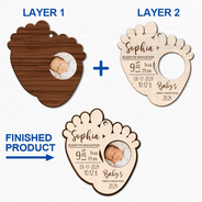 Gift For Kids - Custom Photo Baby's First Christmas - Personalized 2-Layered Wooden Ornament
