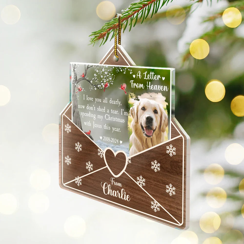 Christmas,Custom Photo,Memorial - Custom Photo Letter From Heaven Memorial Christmas - Personalized Custom Shaped Acrylic Ornament
