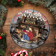Reading - Just A Girl Who Loves Books Reading - Personalized Circle Ceramic Ornament