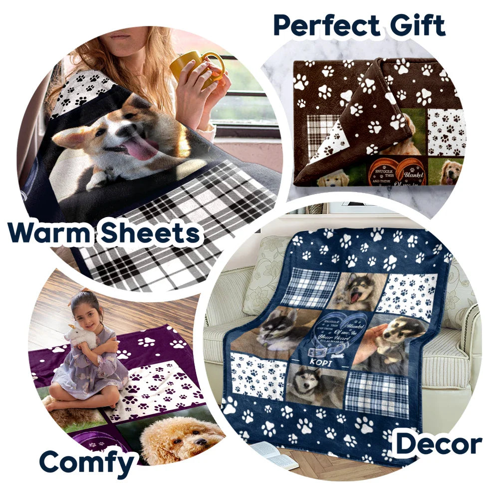 Pet Lovers - Custom Photo Snuggle This Blanket Pet Memorial - Personalized Fleece Blanket, Sherpa Blanket