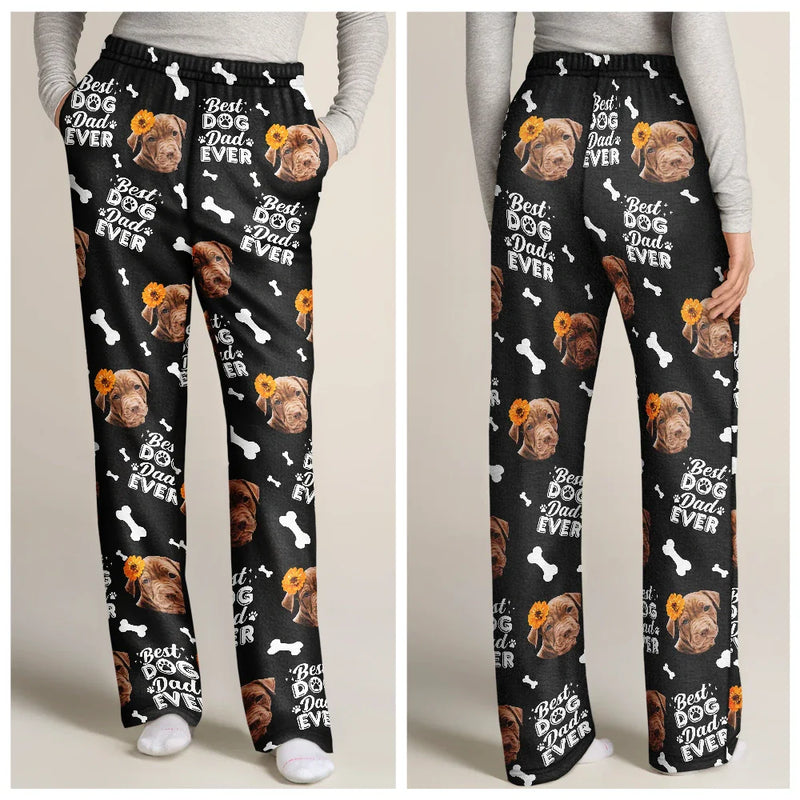 Custom Photo Best Dog Dad Dog Mom - Personalized Pajama Pants