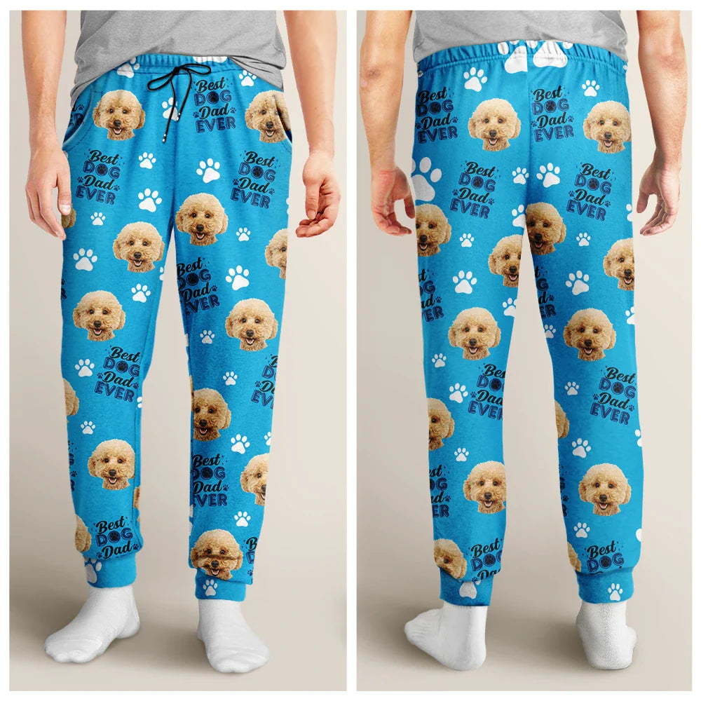 Custom Photo Best Dog Dad Dog Mom - Personalized Pajama Pants