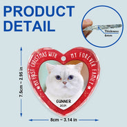 Pet Lovers - Custom Photo First Christmas Pet Lovers - Personalized Heart Shaped Glass Ornament