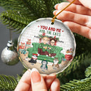 Cat Couple, Cat Lovers - You And Me And The Cats Couple Christmas - Personalized Glass Ornament