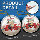 Cat Couple, Cat Lovers - You And Me And The Cats Couple Christmas - Personalized Glass Ornament