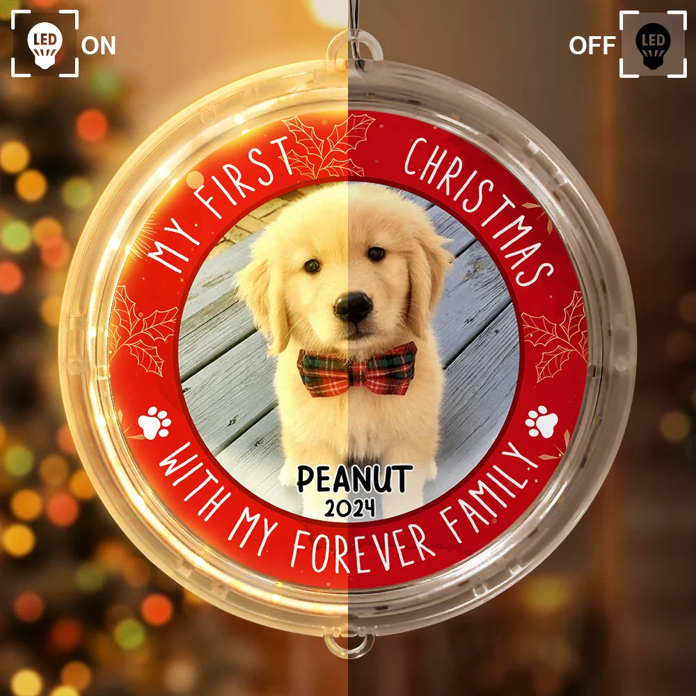 Pet Lovers - Custom Photo First Christmas Pet - Personalized LED Pendant Light