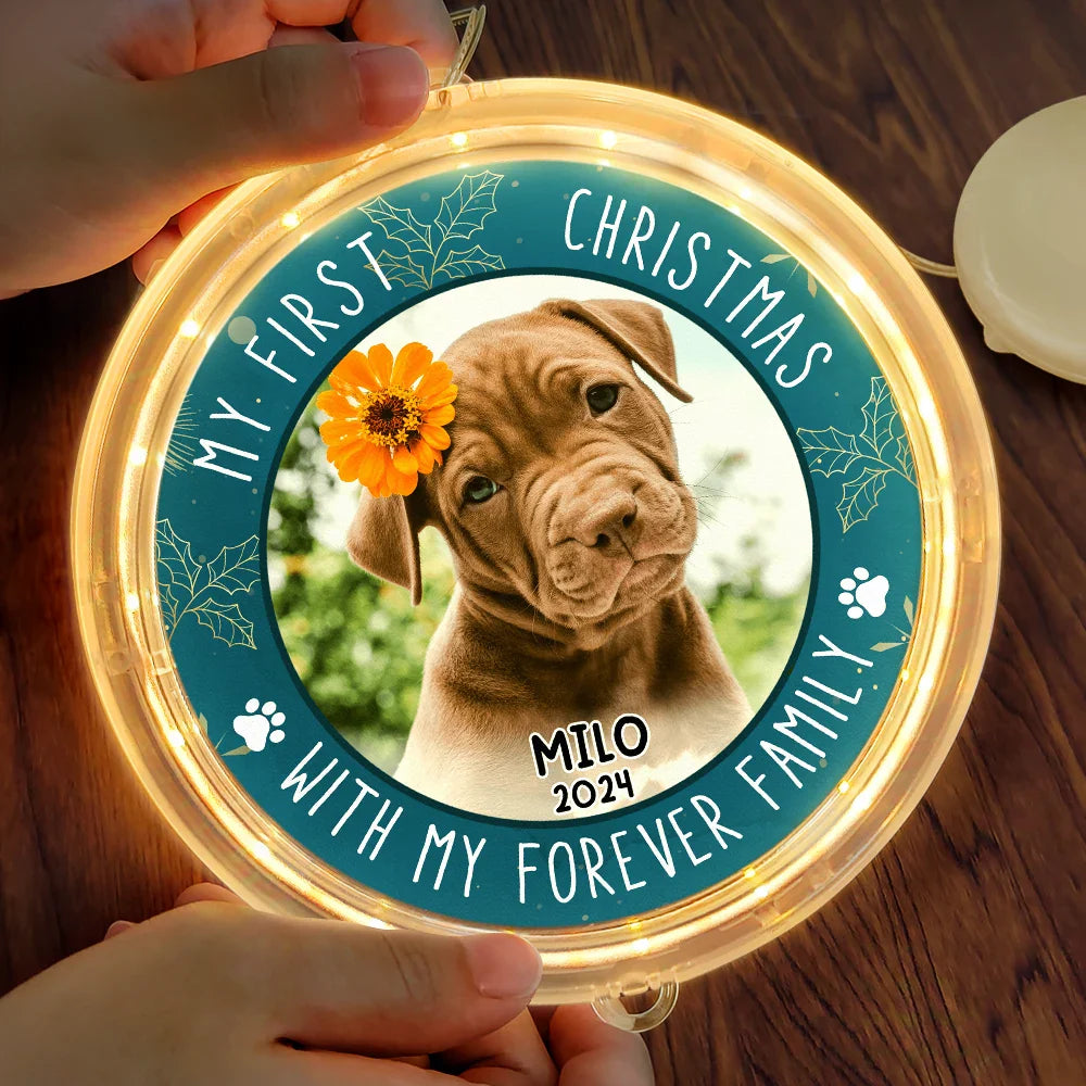 Pet Lovers - Custom Photo First Christmas Pet - Personalized LED Pendant Light