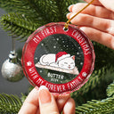 Pet Lovers, Pet Mom, Pet Dad - First Christmas With My Forever Home - Personalized Circle Glass Ornament
