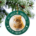 Pet Lovers - Custom Photo First Christmas Pet Lovers - Personalized Circle Ceramic Ornament