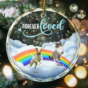 Pet Lovers, Memorial - Custom Photo Forever Loved Ver 2 Pet Memorial - Personalized Circle Glass Ornament