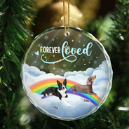 Pet Lovers, Memorial - Custom Photo Forever Loved Ver 2 Pet Memorial - Personalized Circle Glass Ornament