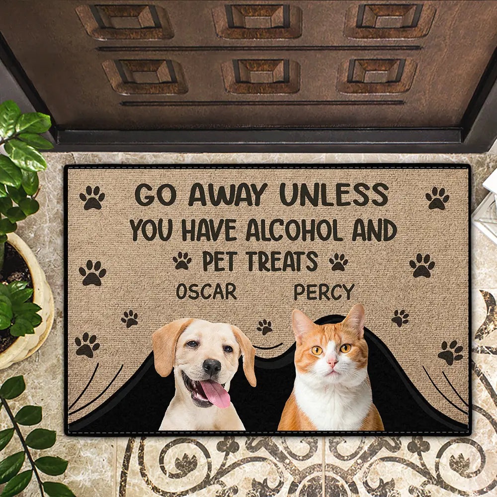 Pet Lovers, Pet Mom, Pet Dad - Custom Photo Go Away Unless You Have Dog Lovers - Personalized Doormat