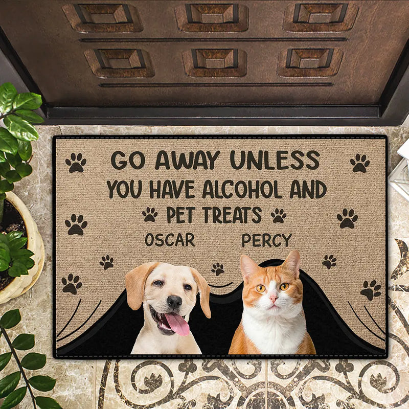 Pet Lovers, Pet Mom, Pet Dad - Custom Photo Go Away Unless You Have Dog Lovers - Personalized Doormat