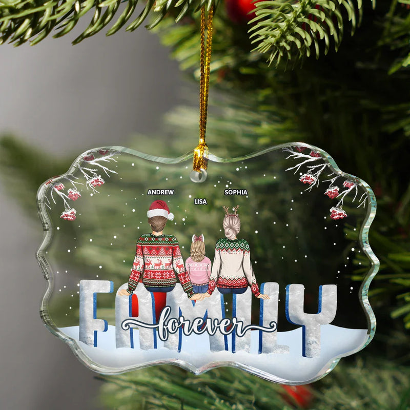 Family - Family Forever - Personalized Medallion Glass Ornament