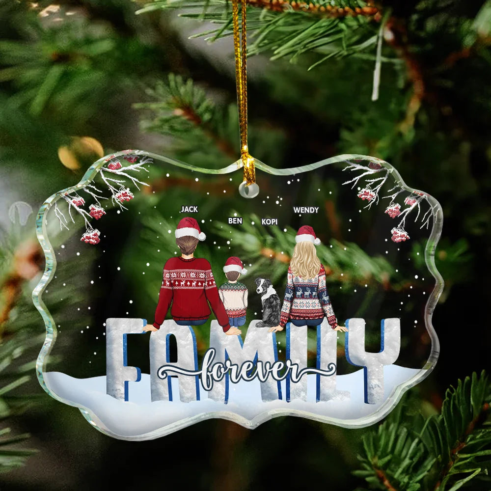Family - Family Forever - Personalized Medallion Glass Ornament
