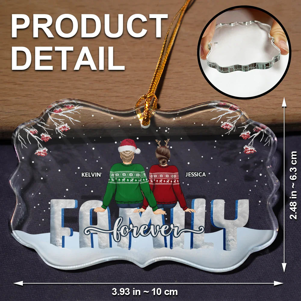 Family - Family Forever - Personalized Medallion Glass Ornament
