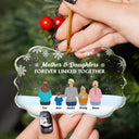 Christmas,Gift For Mother,Gift For Daughter,Happy - Forever Linked Together Mother Daughters - Personalized Medallion Glass Ornament