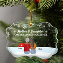 Christmas,Gift For Mother,Gift For Daughter,Happy - Forever Linked Together Mother Daughters - Personalized Medallion Glass Ornament