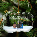 Christmas,Gift For Mother,Gift For Daughter,Happy - Forever Linked Together Mother Daughters - Personalized Medallion Glass Ornament