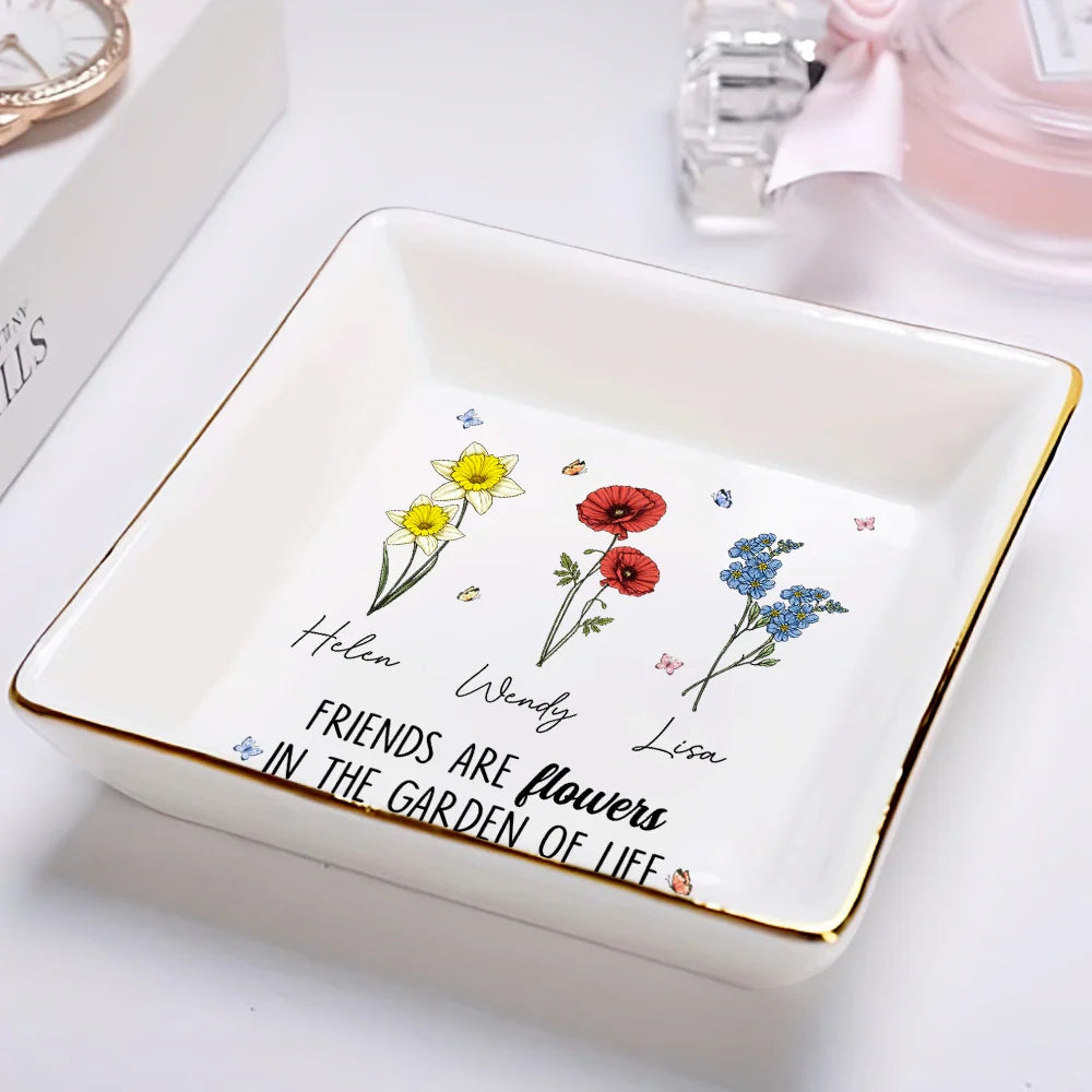 Gift For Bestie - Flowers It Takes A Long Time - Personalized Ring Dish