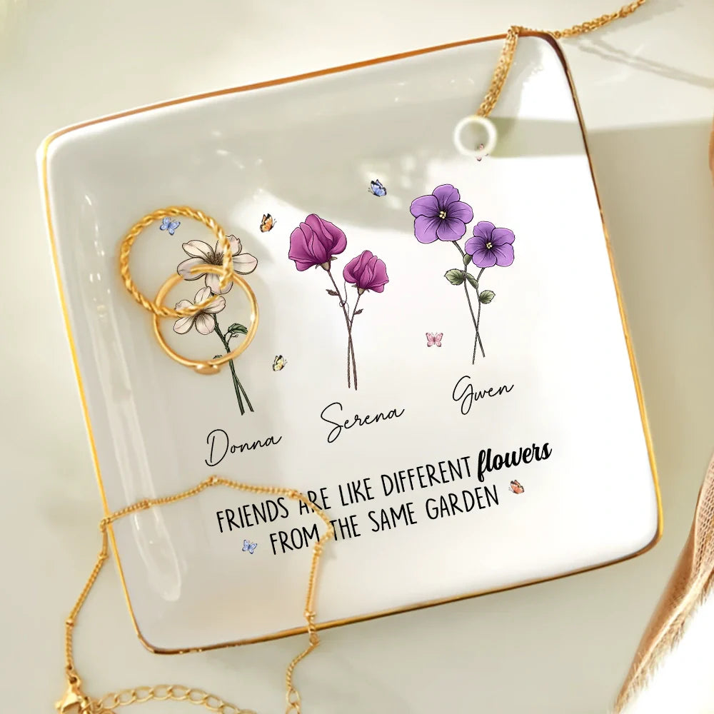 Gift For Bestie - Flowers It Takes A Long Time - Personalized Ring Dish