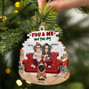 Dog Lovers, Dog Couple - You And Me And The Dog Semi Real - Personalized Custom Shaped Wooden Ornament