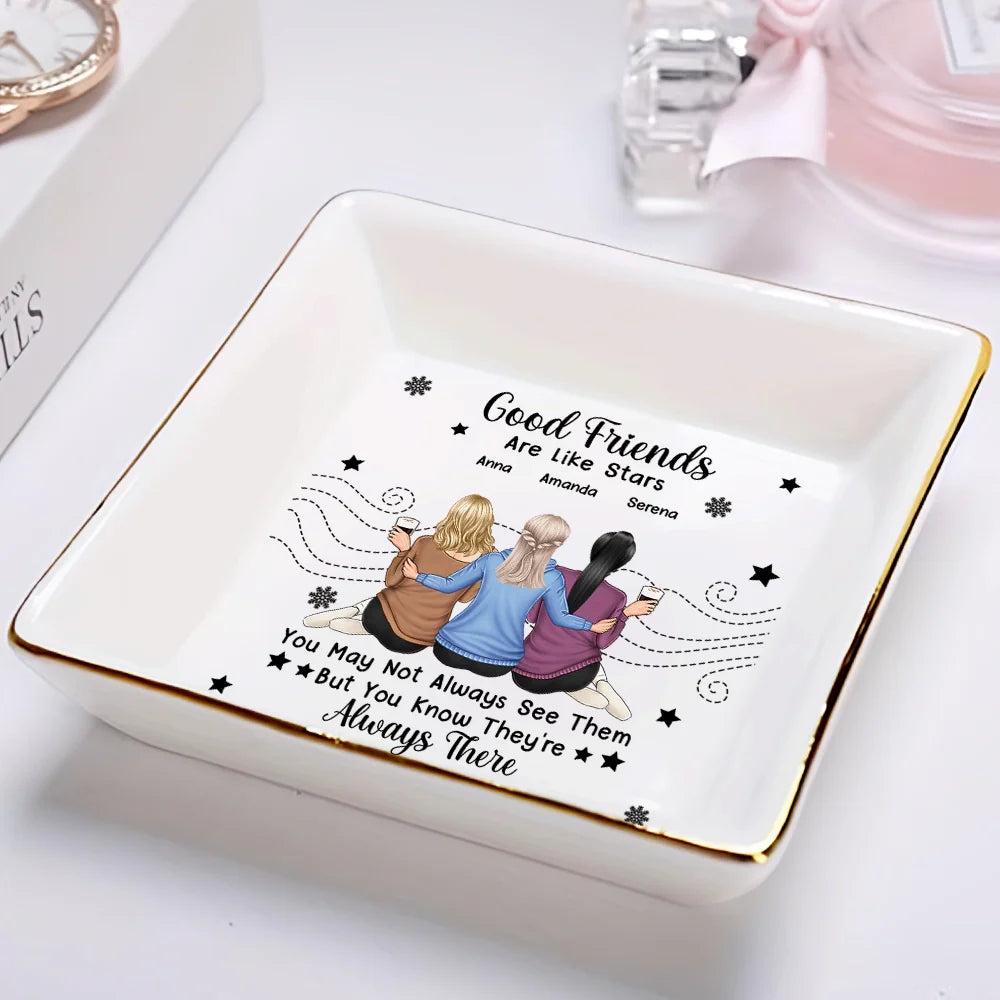 Gift For Bestie - Good Friends Are Like Stars - Personalized Ring Dish
