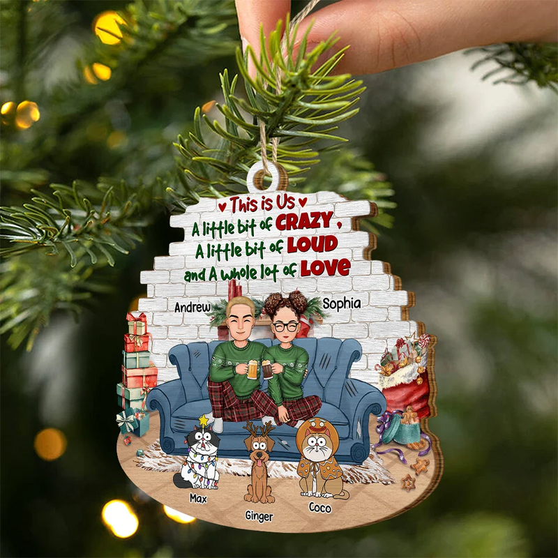 Pet Couple, Pet Lovers - This Is Us A Little Bit Loud - Personalized Custom Shaped Wooden Ornament