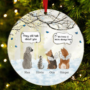 Pet Lovers, Dog Lovers, Cat Lovers - Dog Cat Memorial They Still Talk About You - Personalized Custom Shaped Mirror Ornament